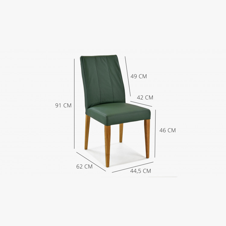 Židle pravá kůže - zelená barva Klaudia