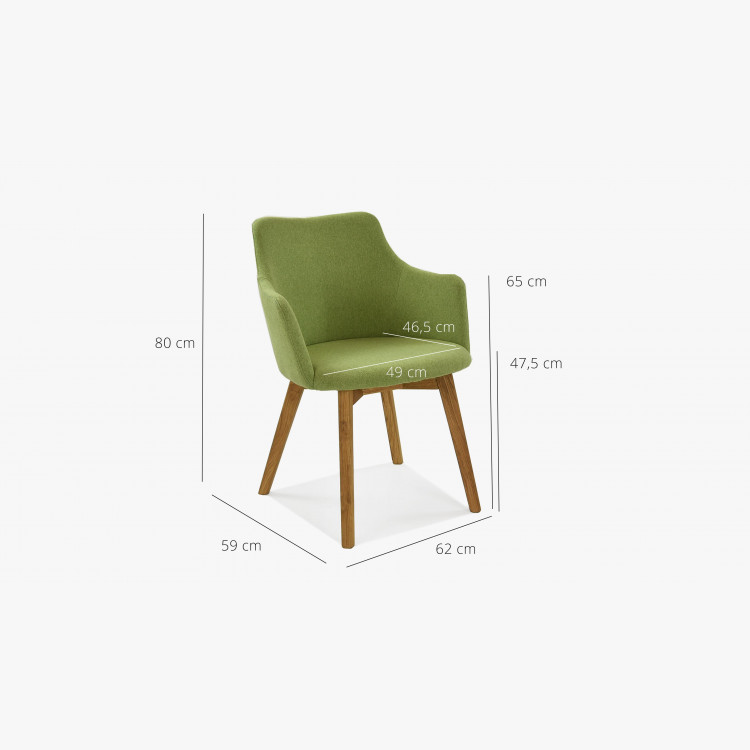 Židle s područkami - Bella, Lady zelená , Jídelní židle- 7