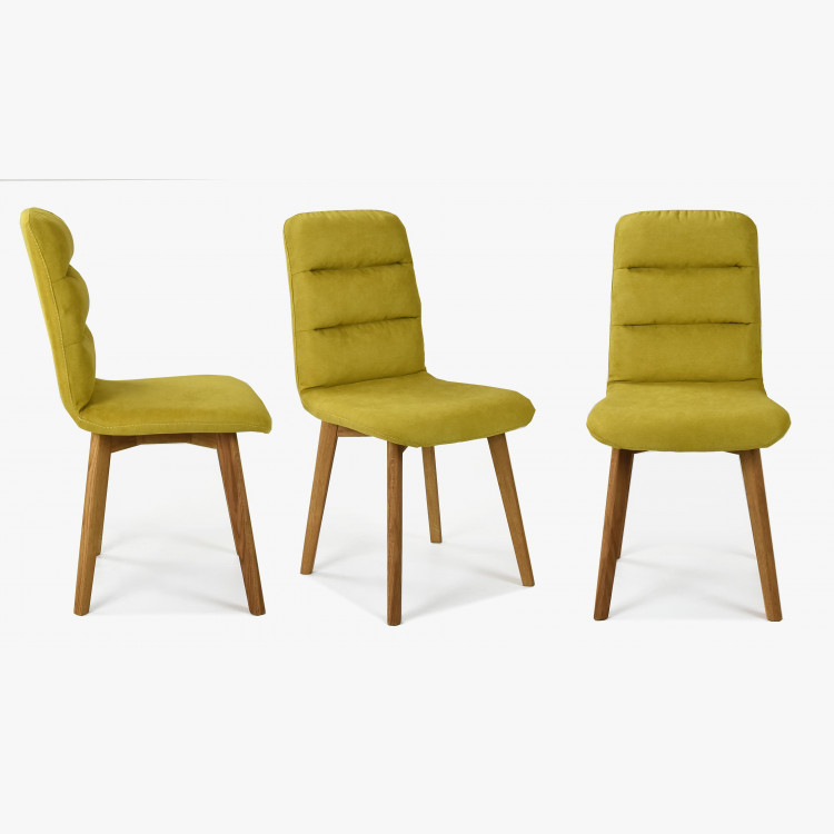 Pohodlná židle, žlutá látka - dubové nohy Orlando , Jídelní židle- 2
