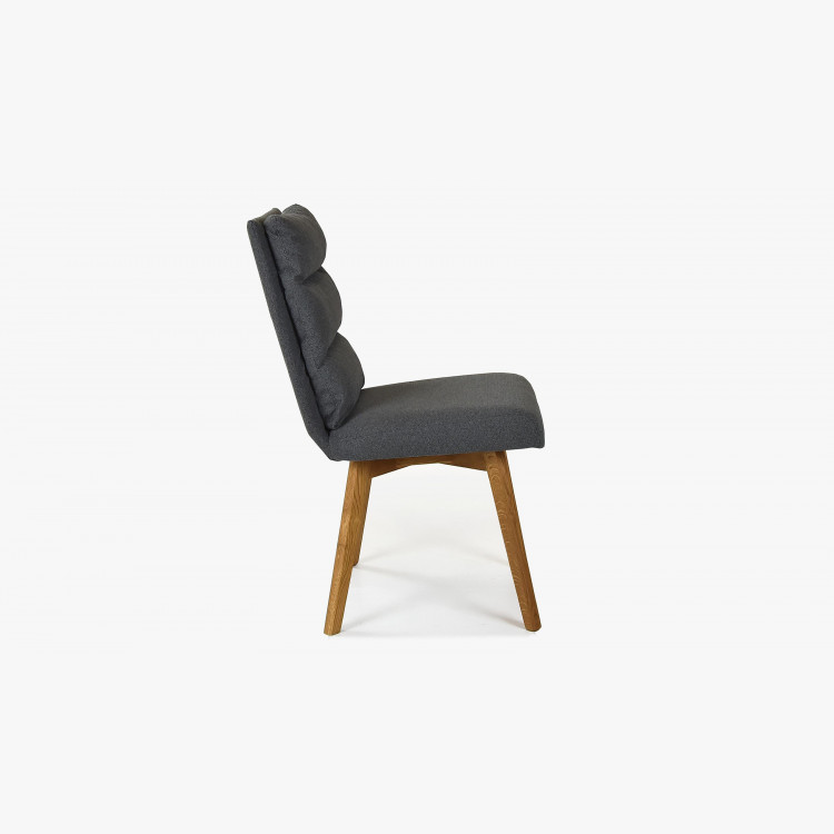 Pohodlná židle,Kampa - nohy dub, tmavě šedá , Jídelní židle- 4