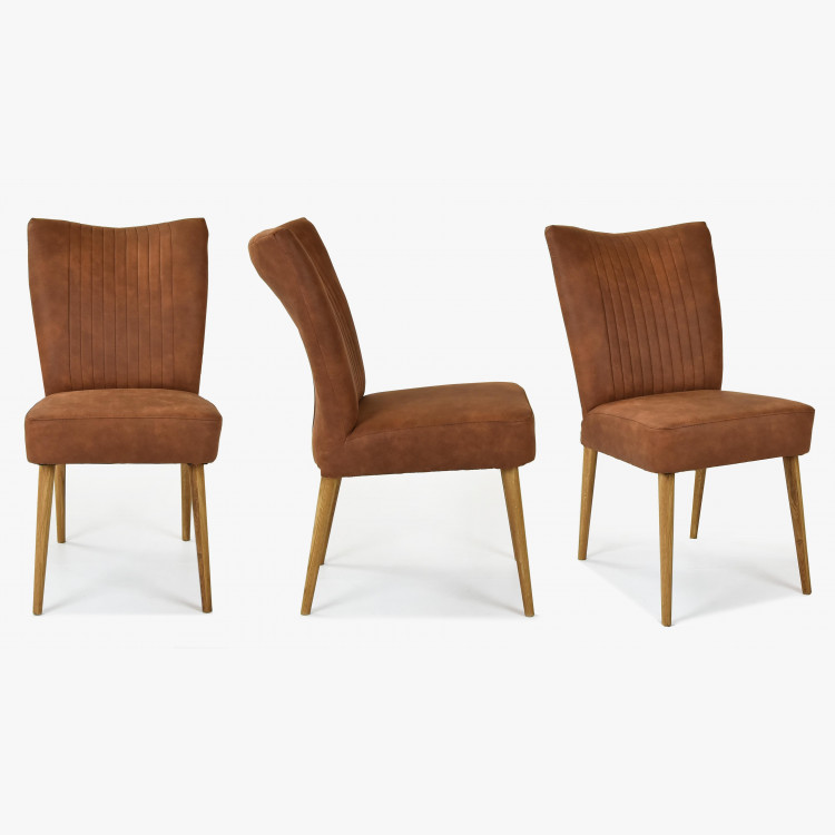 Elegantní židle valencia - kulaté nohy dub, koňaková , Jídelní židle- 6