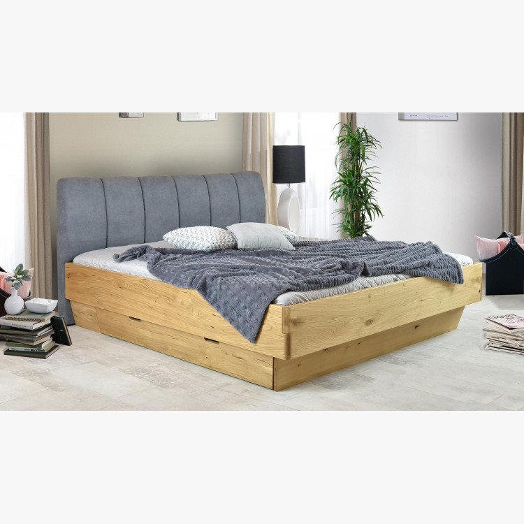 Masivní postel 180 x 200 s úložným prostorem a látkovým čelem , Dubové postele- 2