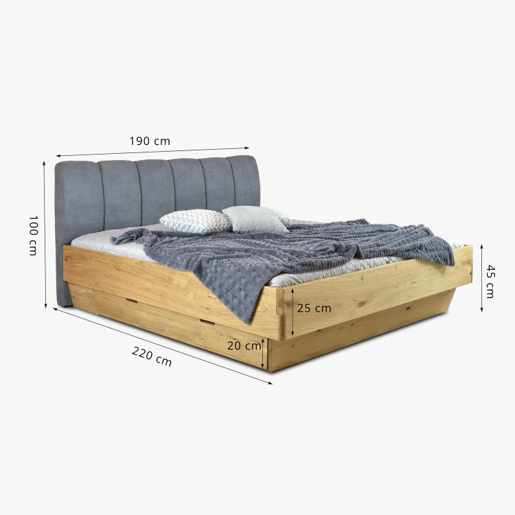 Masivní postel 180 x 200 s úložným prostorem a látkovým čelem , Dubové postele- 12