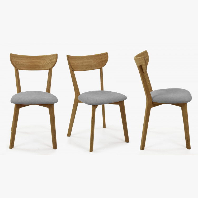Moderní židle dub Eva, šedý sedák , Jídelní židle- 7