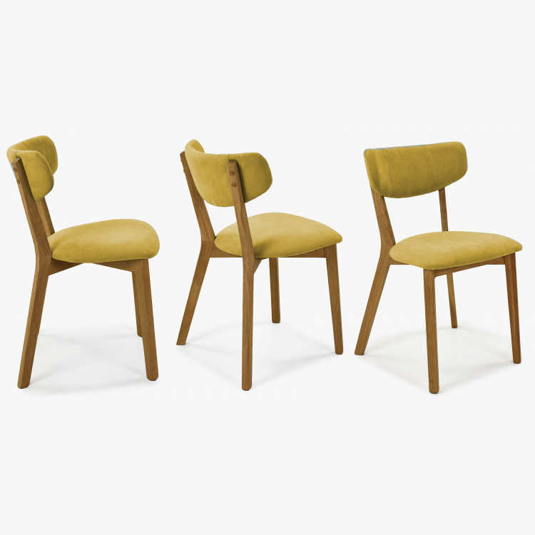 Látková židle - nohy dub, Amisa žlutá , Žluté jídelní židle- 2