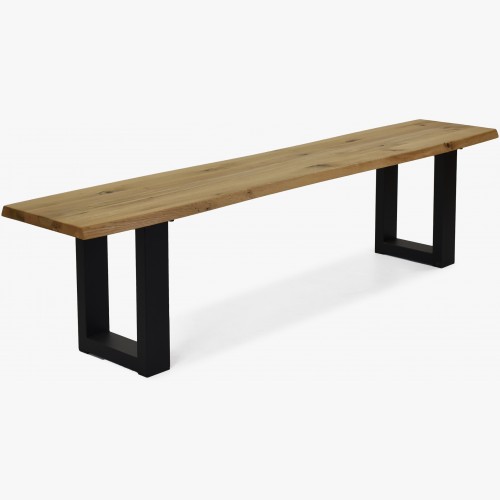 Dubová lavice bez opěrky s kovovými nohami, Emma 200 cm , Dřevěný nábytek z masívu- 1