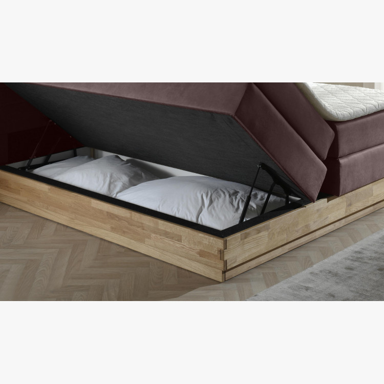 Dubová postel boxspring s úložným prostorem včetně matrací, Moneta 180