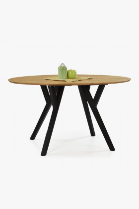 Dubový oválný stůl, černé nohy mak 140 x 90 cm , Jídelní stoly- 1