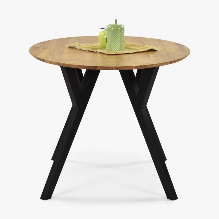 Dubový oválný stůl, černé nohy mak 140 x 90 cm , Jídelní stoly- 6