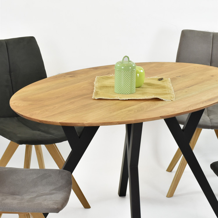 Dubový oválný stůl, černé nohy mak 140 x 90 cm , Jídelní stoly- 3