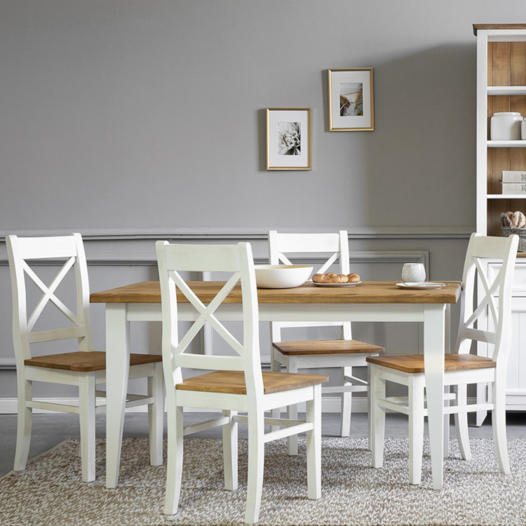 Dřevěný provence jídelní stůl bílo hnědý 140 x 80 cm, Lille , Jídelní stoly- 4