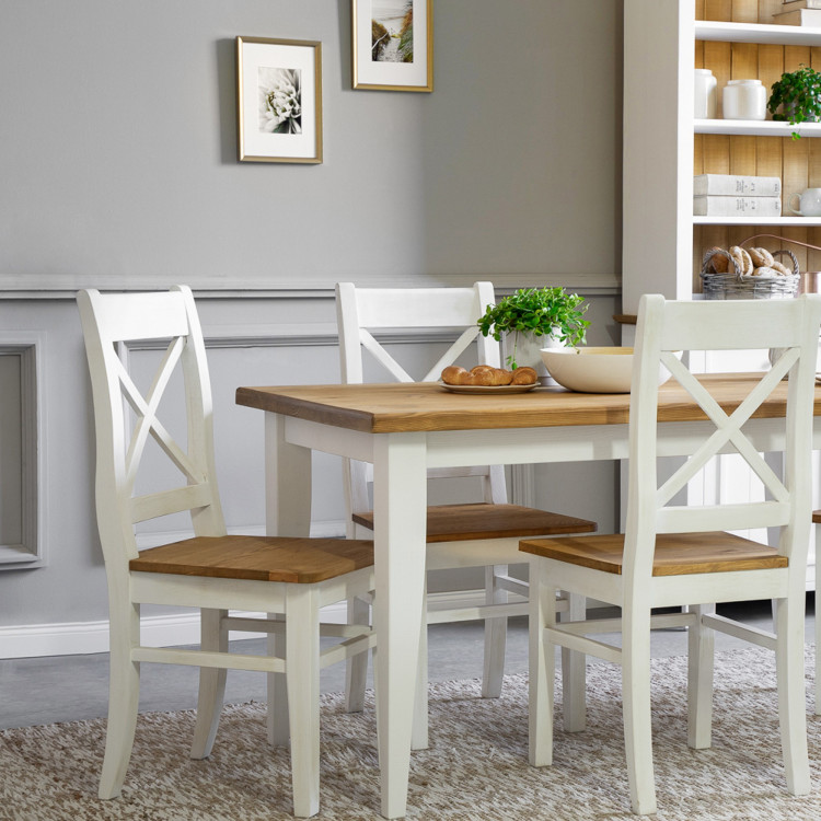 Dřevěný provence jídelní stůl bílo hnědý 140 x 80 cm, Lille , Jídelní stoly- 5
