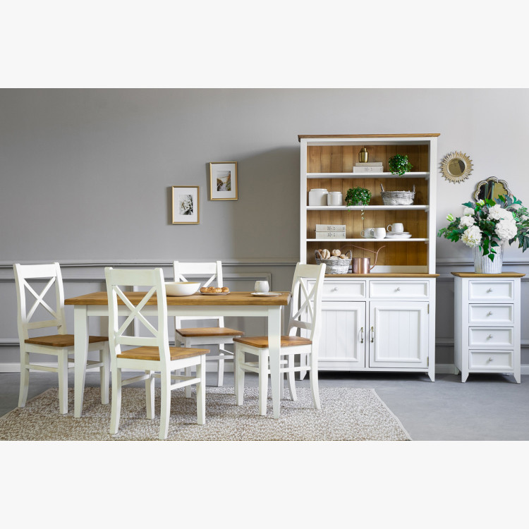 Dřevěný provence jídelní stůl bílo hnědý 140 x 80 cm, Lille , Jídelní stoly- 8
