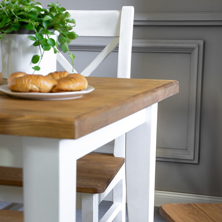 Dřevěná provence jídelní židle bílo hnědá, Lille , Jídelní židle- 5