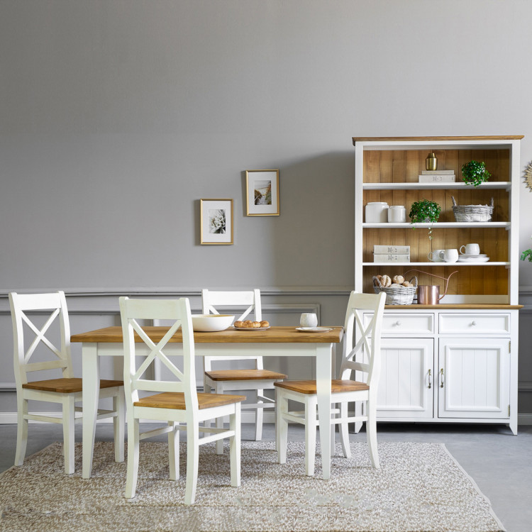 Dřevěná provence jídelní židle bílo hnědá, Lille , Jídelní židle- 8
