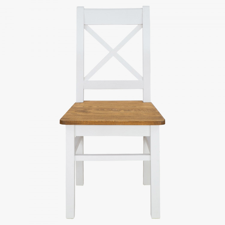 Dřevěná provence jídelní židle bílo hnědá, Lille , Jídelní židle- 3