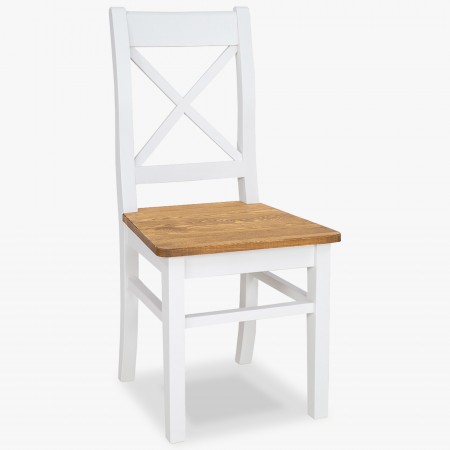 Dřevěná provence jídelní židle bílo hnědá, Lille , Jídelní židle- 1