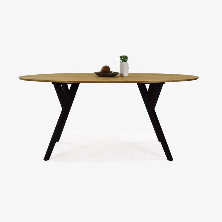 Dubový oválný stůl, černé nohy mak 180 x 90 cm , Jídelní stoly- 4