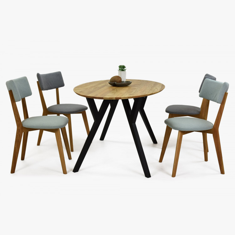 Dubový oválný stůl, černé nohy mak 180 x 90 cm , Jídelní stoly- 7