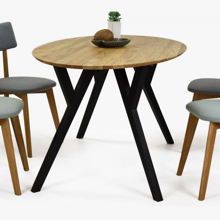 Dubový oválný stůl, černé nohy mak 180 x 90 cm , Jídelní stoly- 3