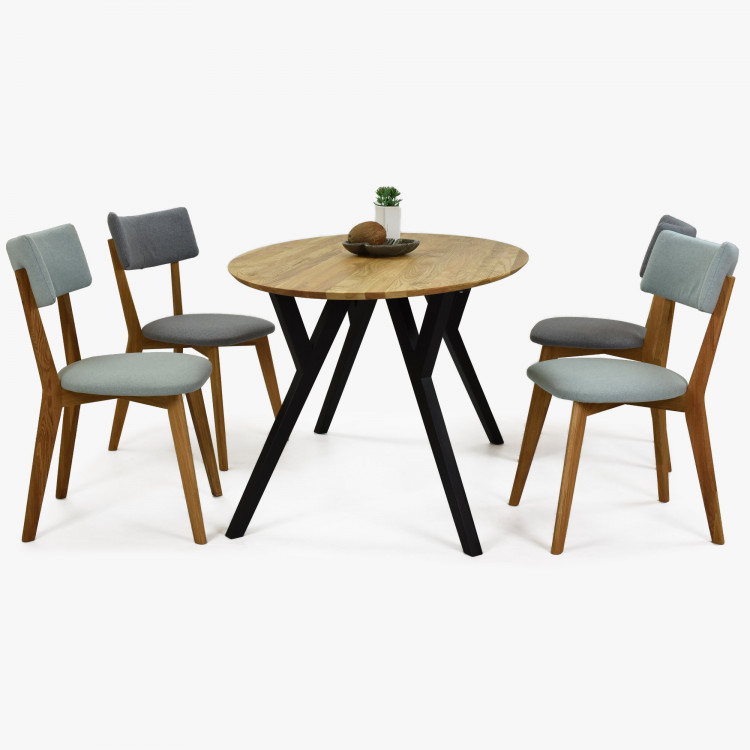 Dubový oválný stůl, černé nohy mak 180 x 90 cm , Jídelní stoly- 2