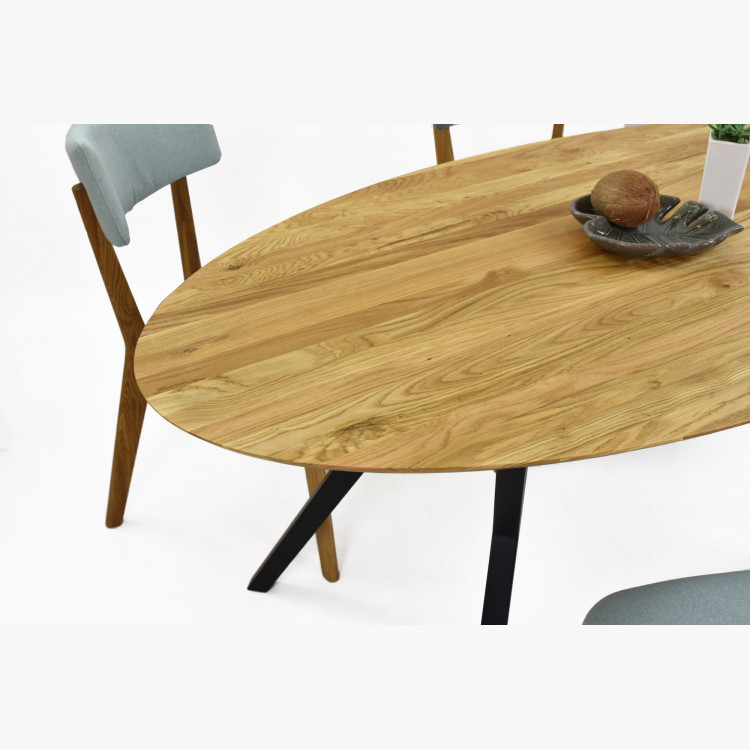 Dubový oválný stůl, černé nohy mak 180 x 90 cm , Jídelní stoly- 9