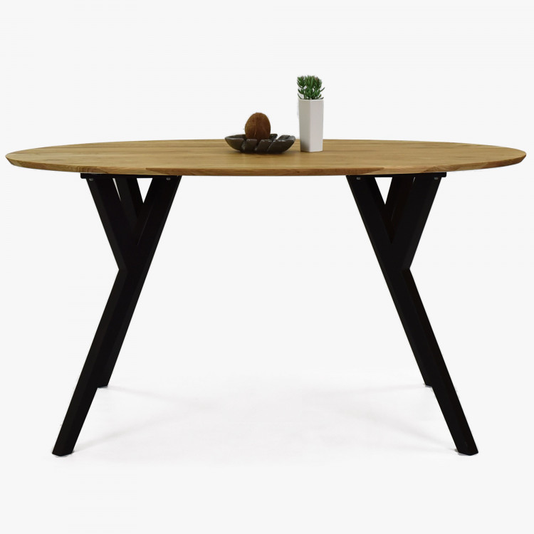 Dubový oválný stůl, černé nohy mak 160 x 90 cm , Jídelní stoly- 2