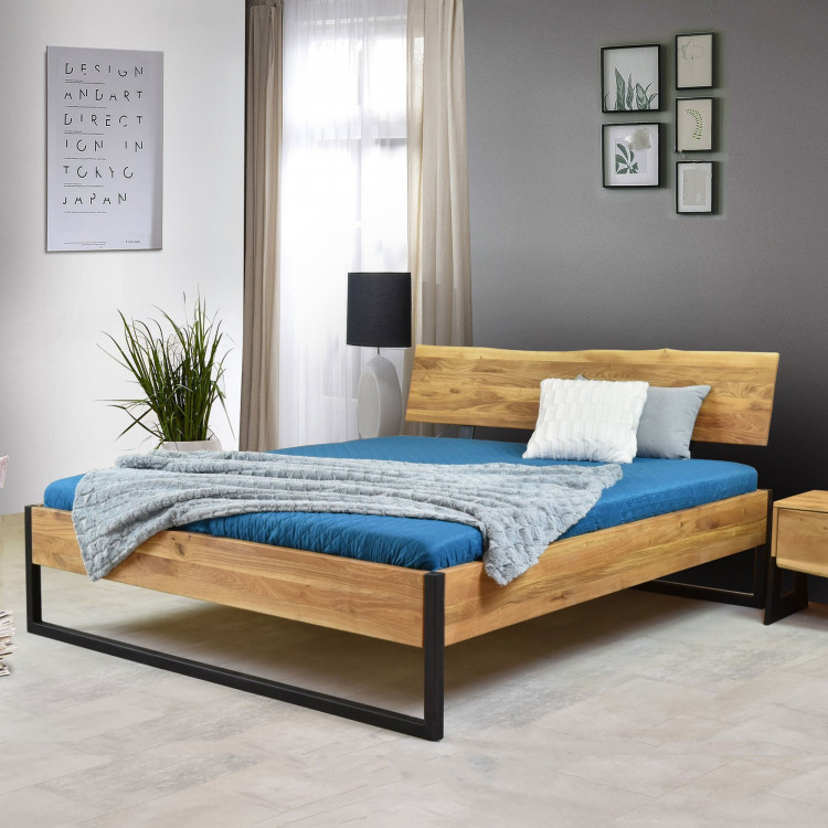 Manželská postel masiv dub IRON - kovové nohy 180 x 200 cm , Manželské postele z masivu- 1