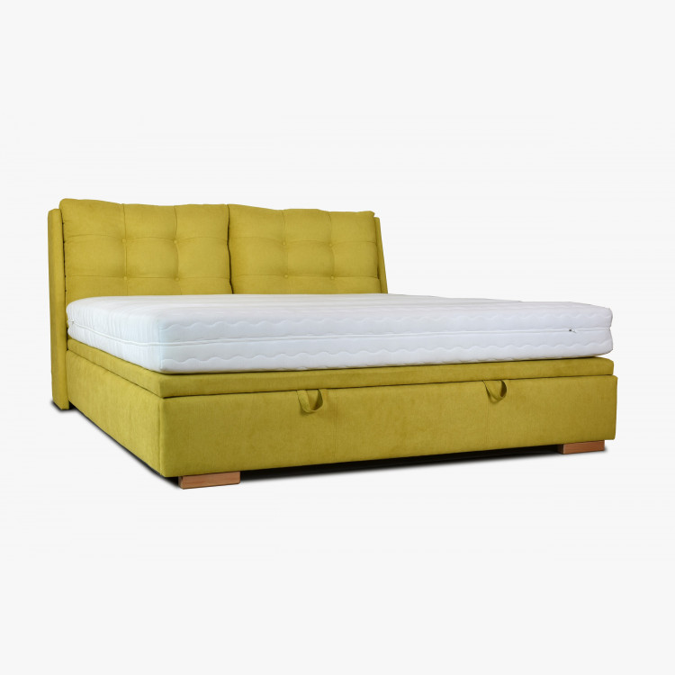Látková postel 180 x 200 s úložným prostorem žlutá, Novi , Postele- 12