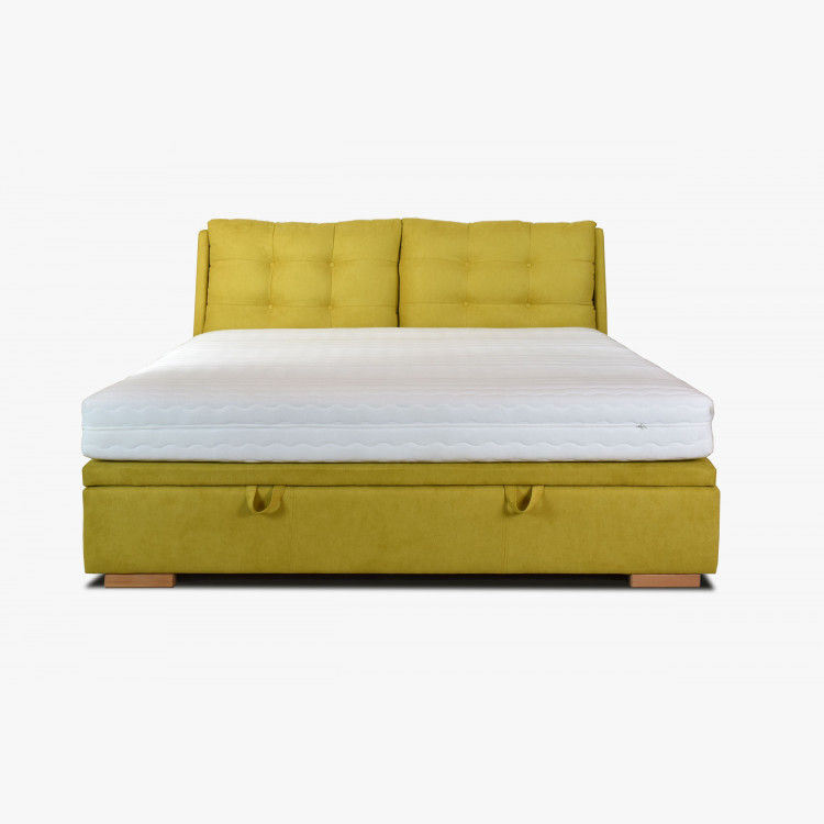 Látková postel 180 x 200 s úložným prostorem žlutá, Novi , Postele- 13