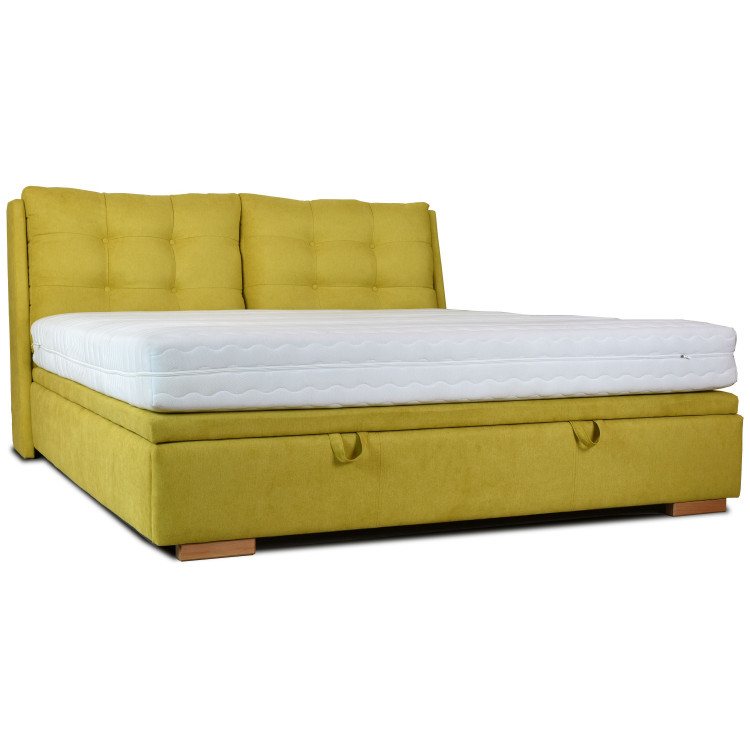 Látková postel 180 x 200 s úložným prostorem žlutá, Novi , Postele- 7