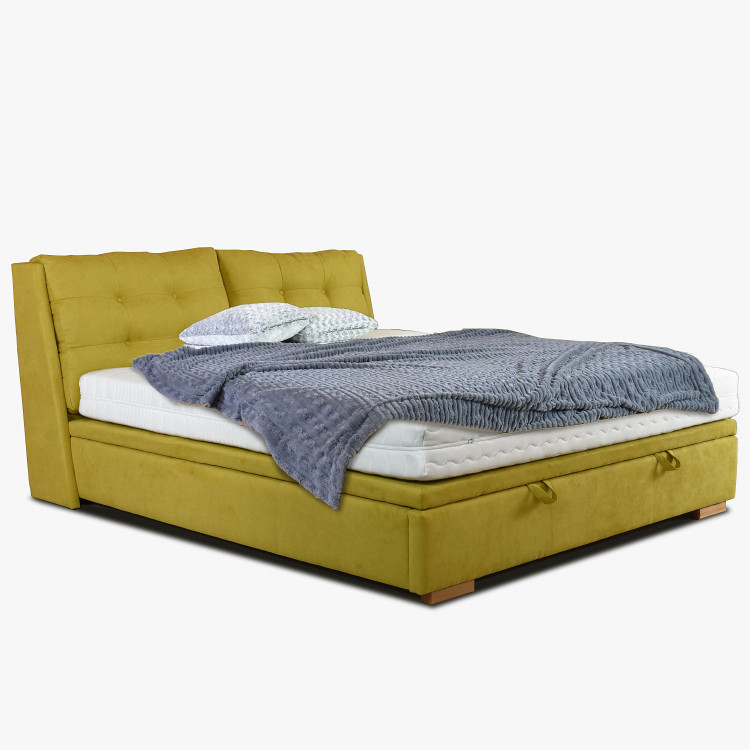 Látková postel 180 x 200 s úložným prostorem žlutá, Novi , Postele- 5