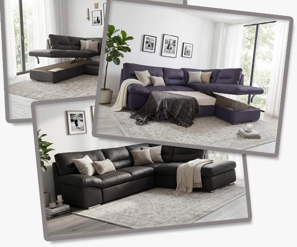 Rohová sedačka William Lusso – 100% koža s funkciou spania