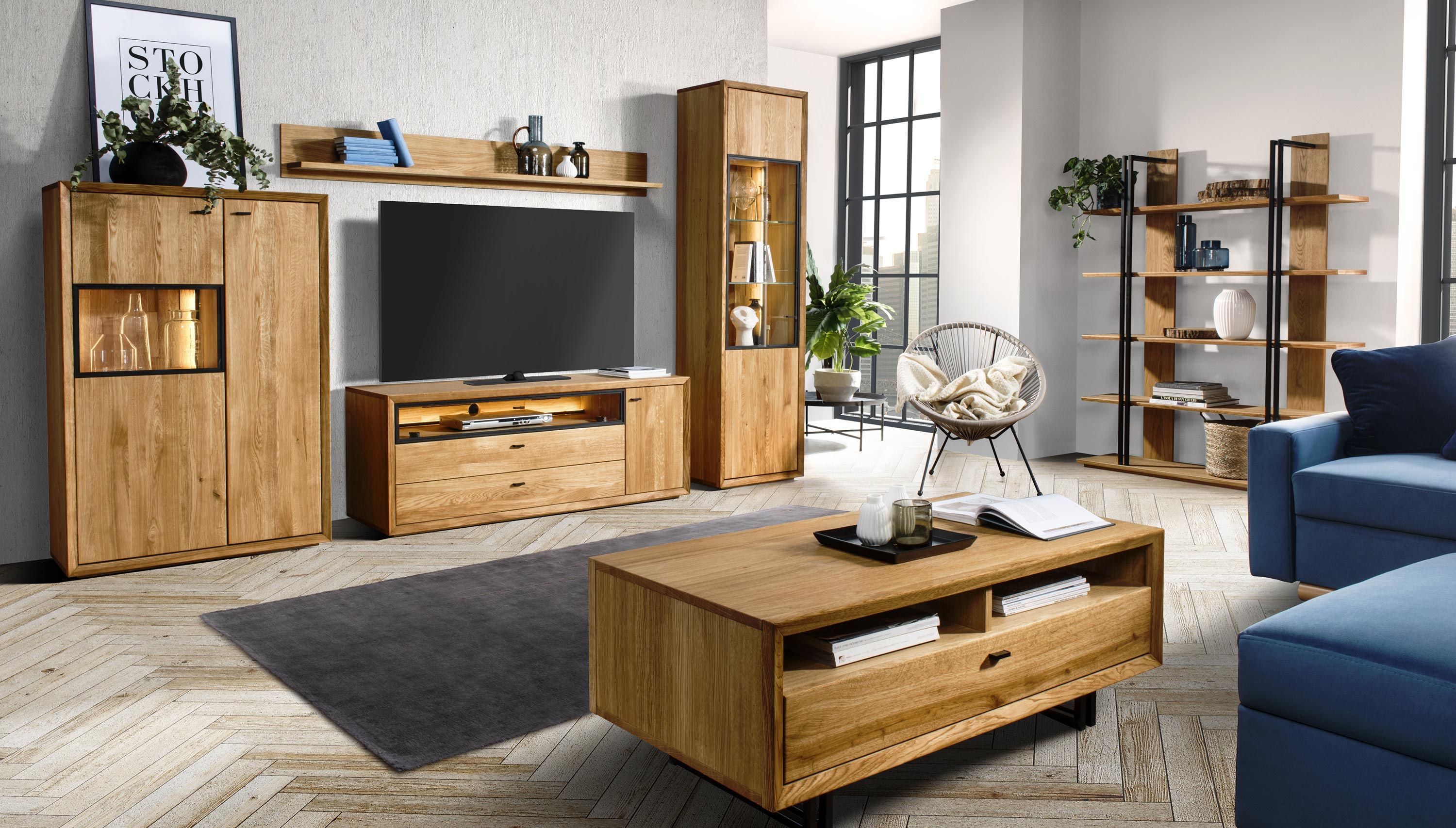 Detail obývačky s nábytkom Vigo