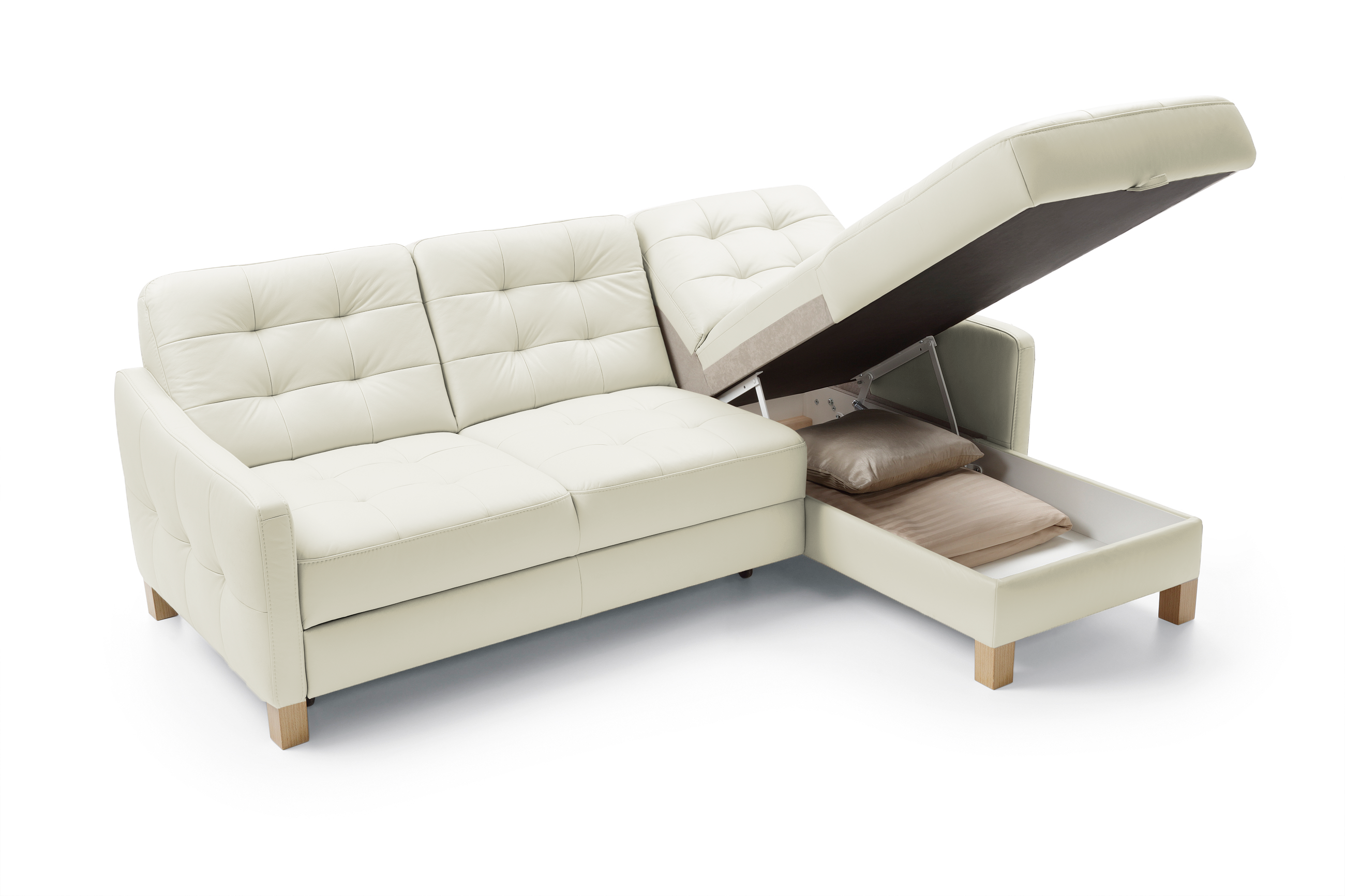 Kožená rohová sedačka čierna, funkcia spania a úložný priestor roh vľavo