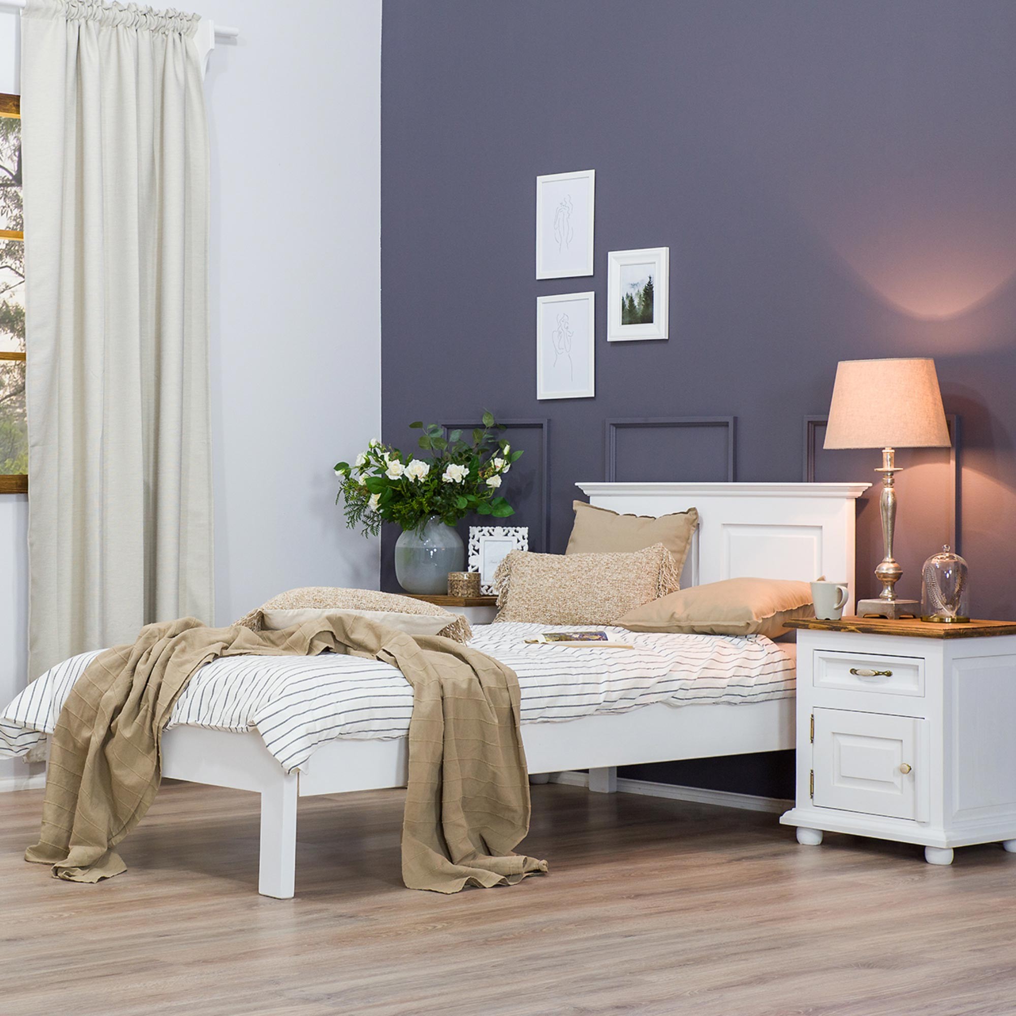Jednolůžková postel bílá, Provence