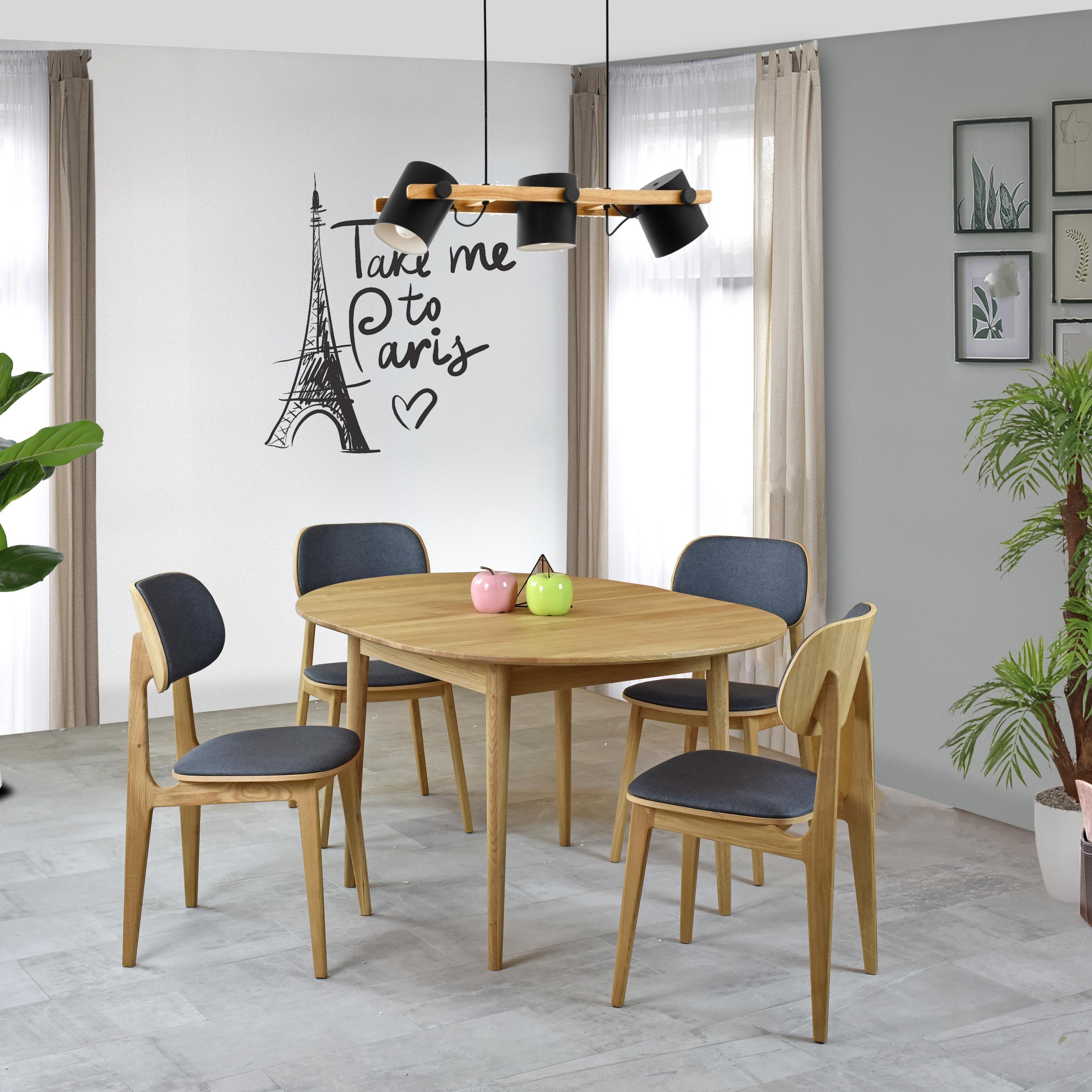 Runder ausziehbarer Tisch aus massivem Eichenholz ø 100 cm, ausgezogen 135