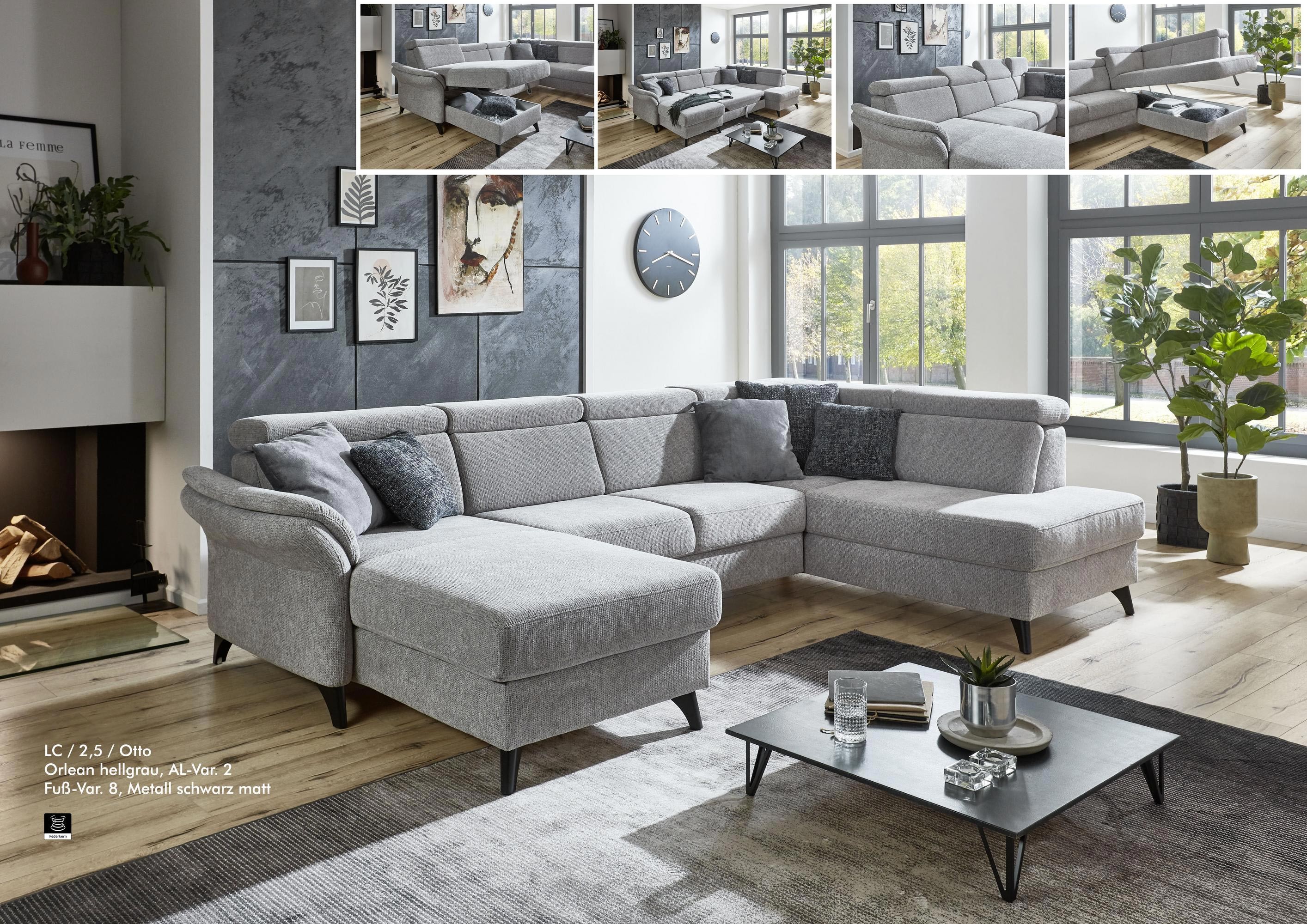 Großes U-förmiges Sofa auf Füßen Arnga