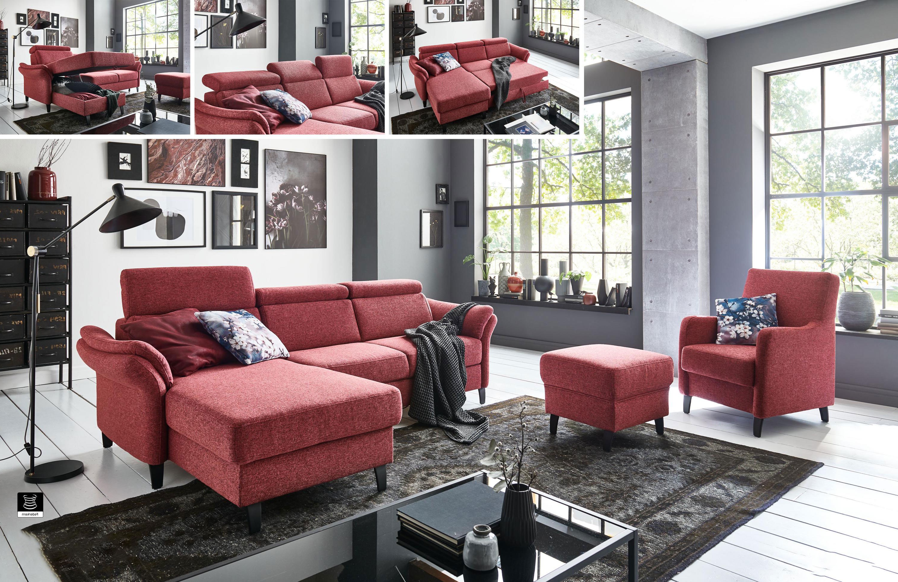 Rohová sedačka na nožičkách v Červené barvě - roh v levo