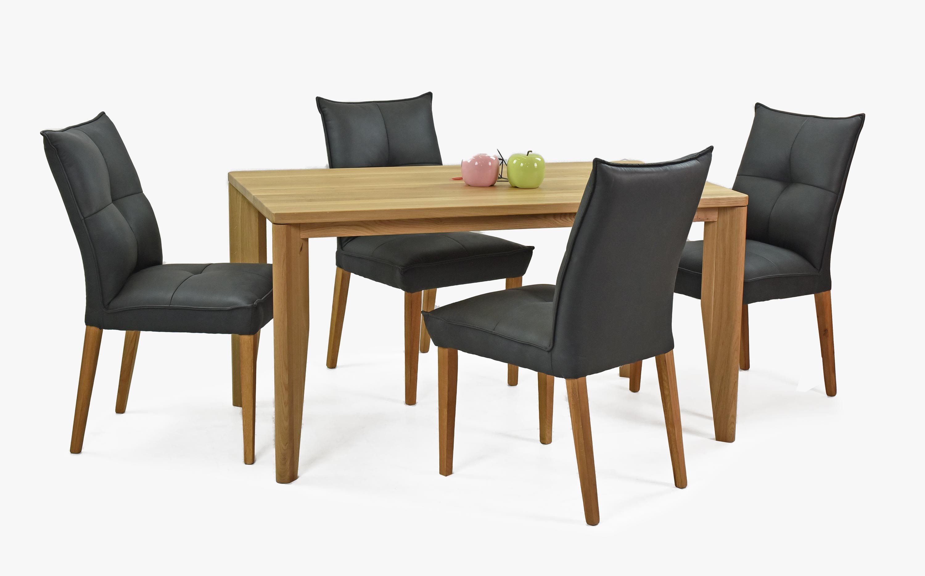 Komfortná jedálenská stolička Riga tmavé čalúnenie - drevené nohavice dub