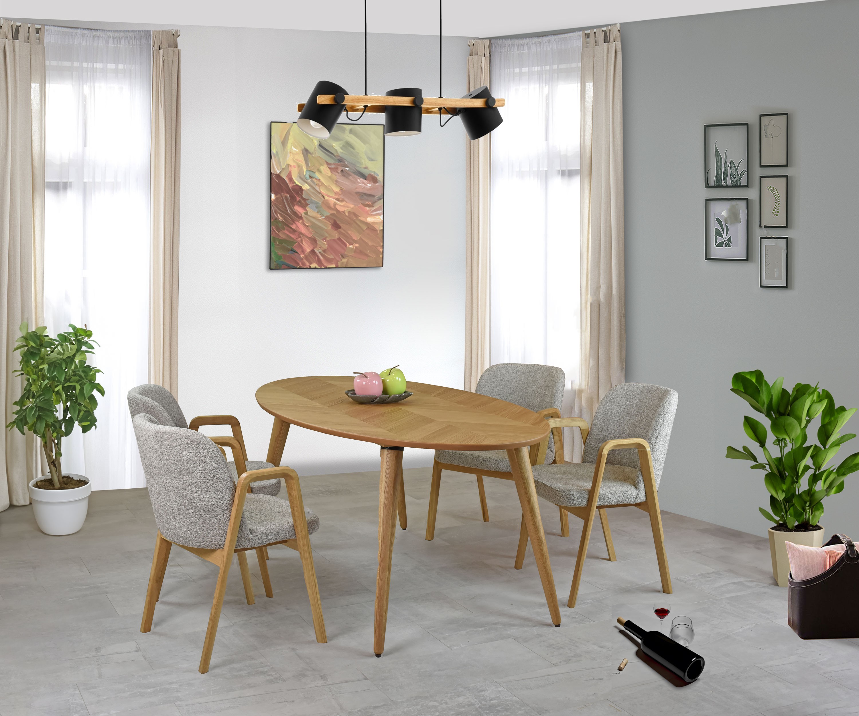 Moderní židle dub, barva čalounění Taupe - šedohnědá