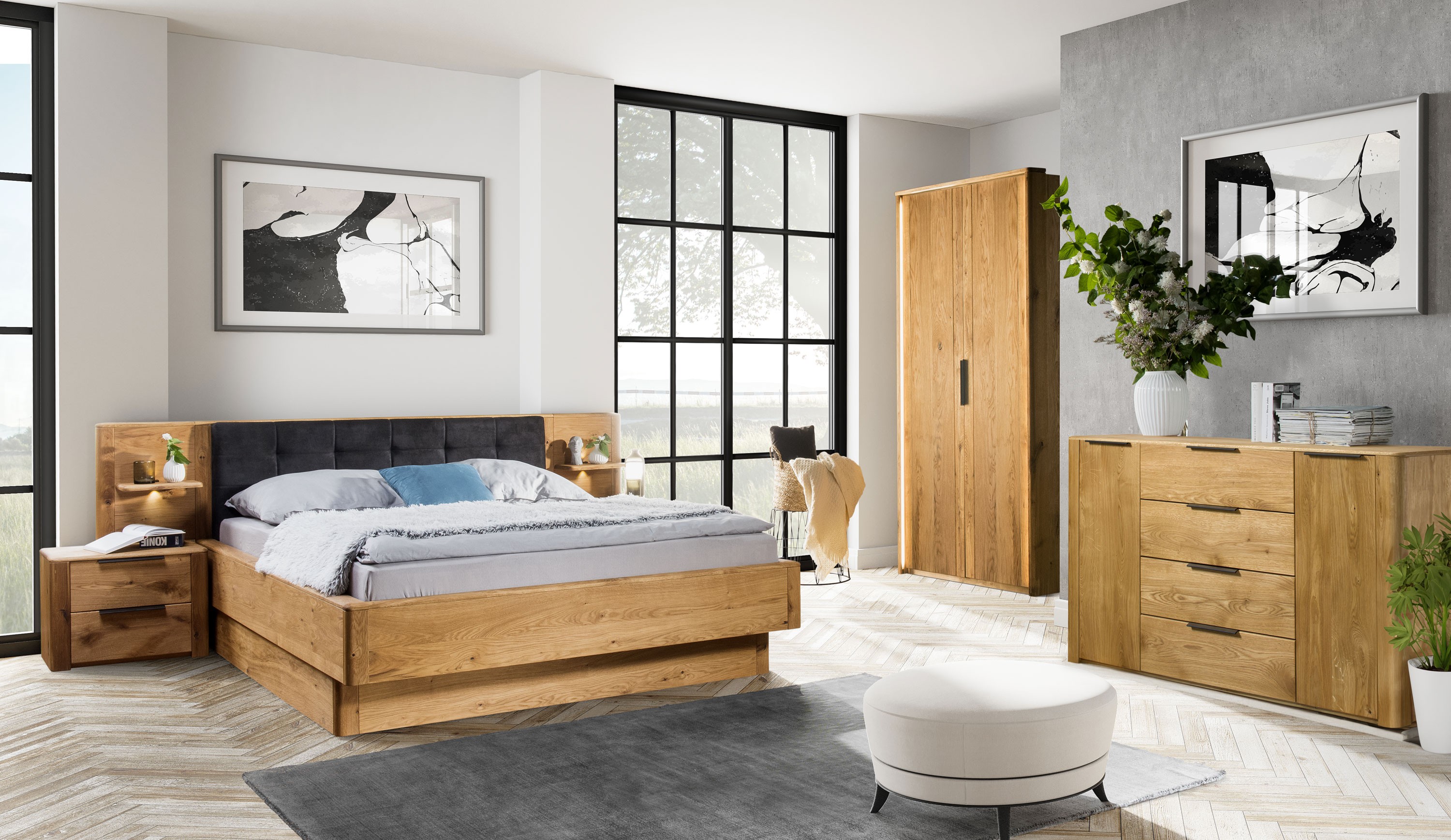 Fiókos komód tömör tölgy, Denver 49