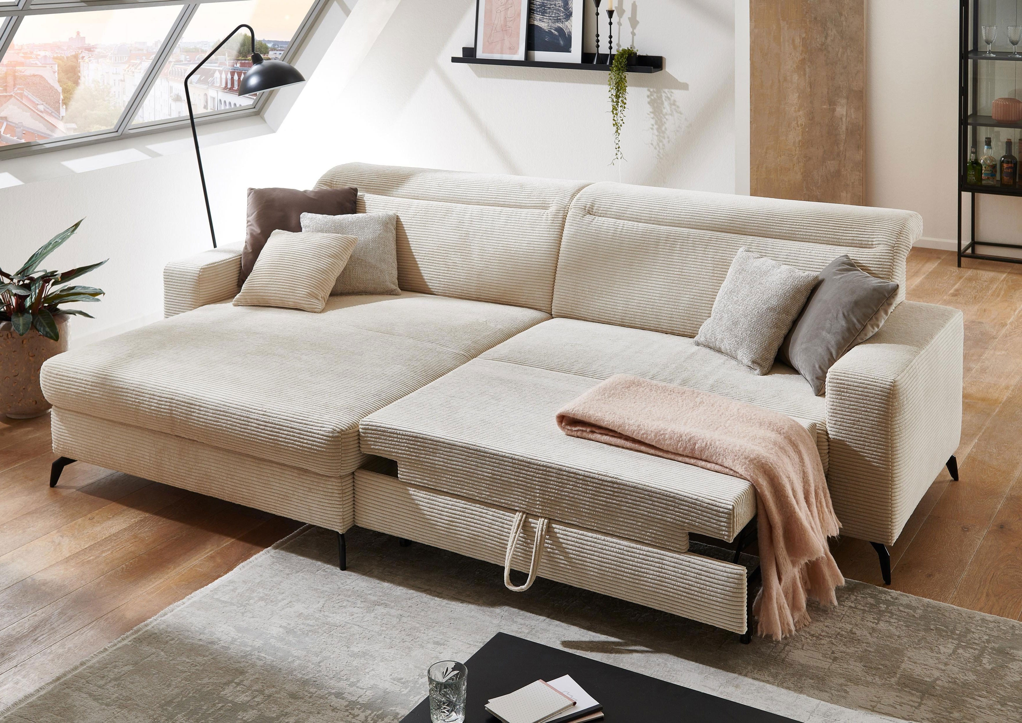 Rohová sedačka s manšestrovou látkou Boler