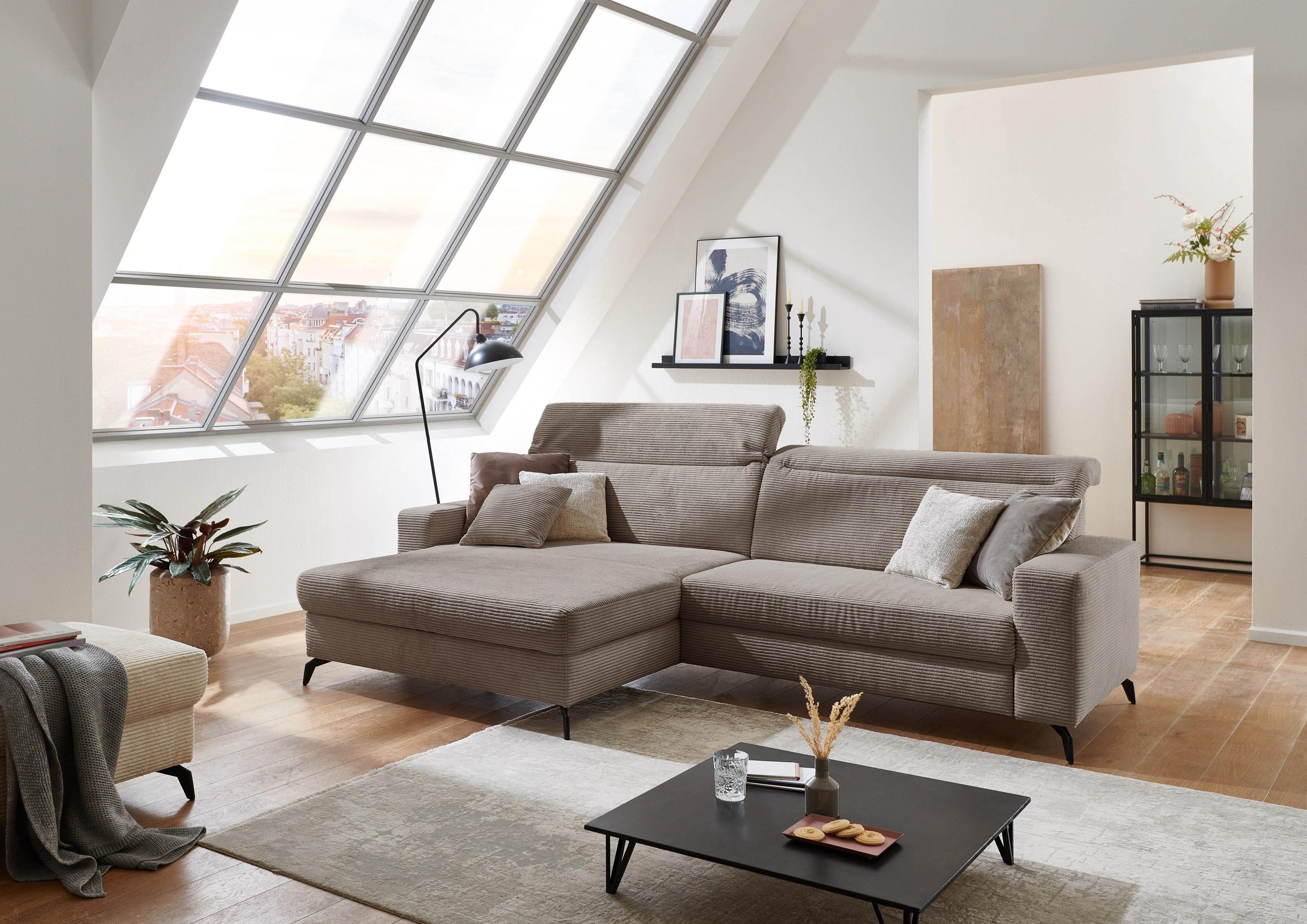 Ecksofa mit Samtstoff Boler