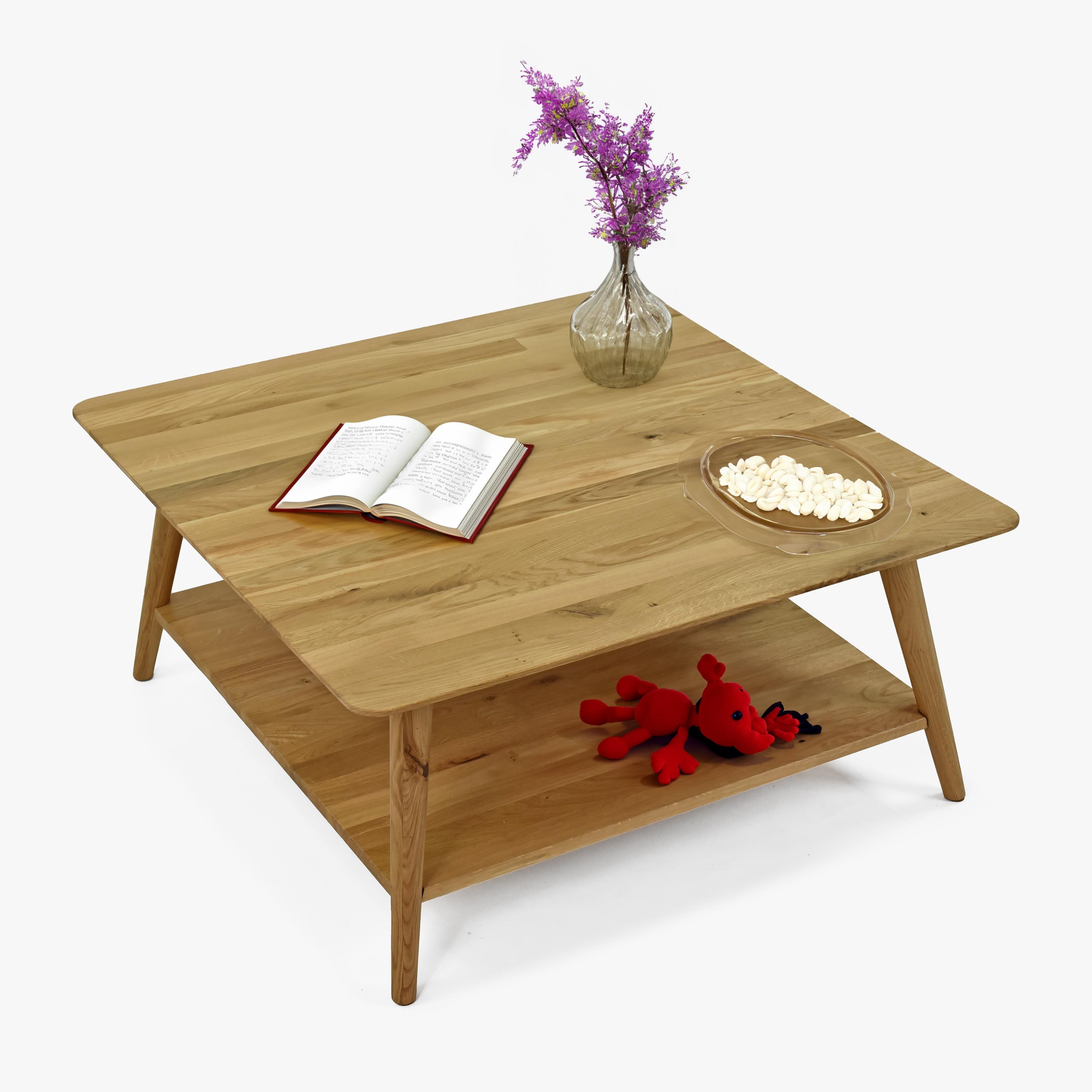 Eichen-Couchtisch mit Regal im skandinavischen Stil