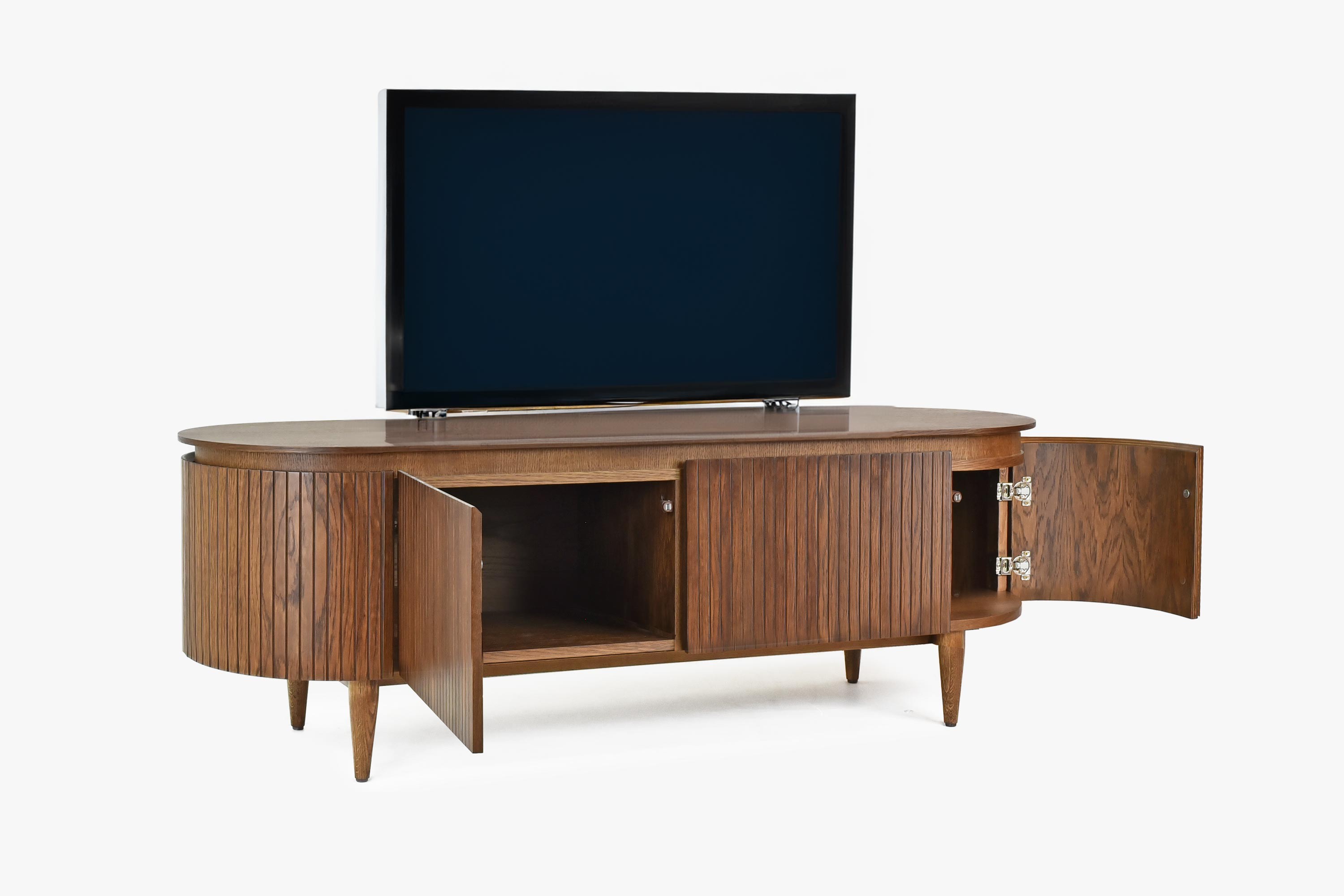 Lekerekített TV-komód dió színben, Miami