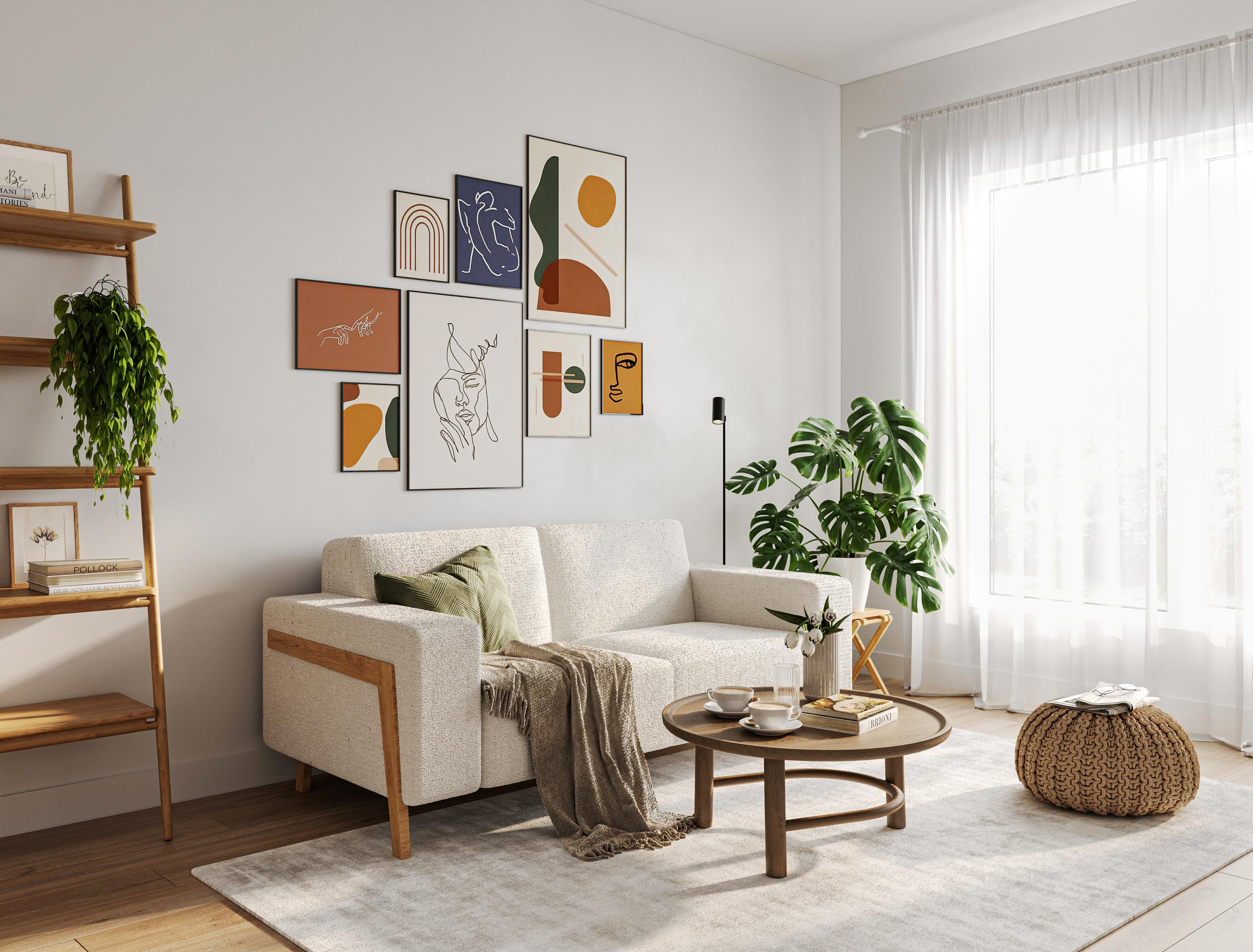 Sedačka pro tri ve skandinávském stylu