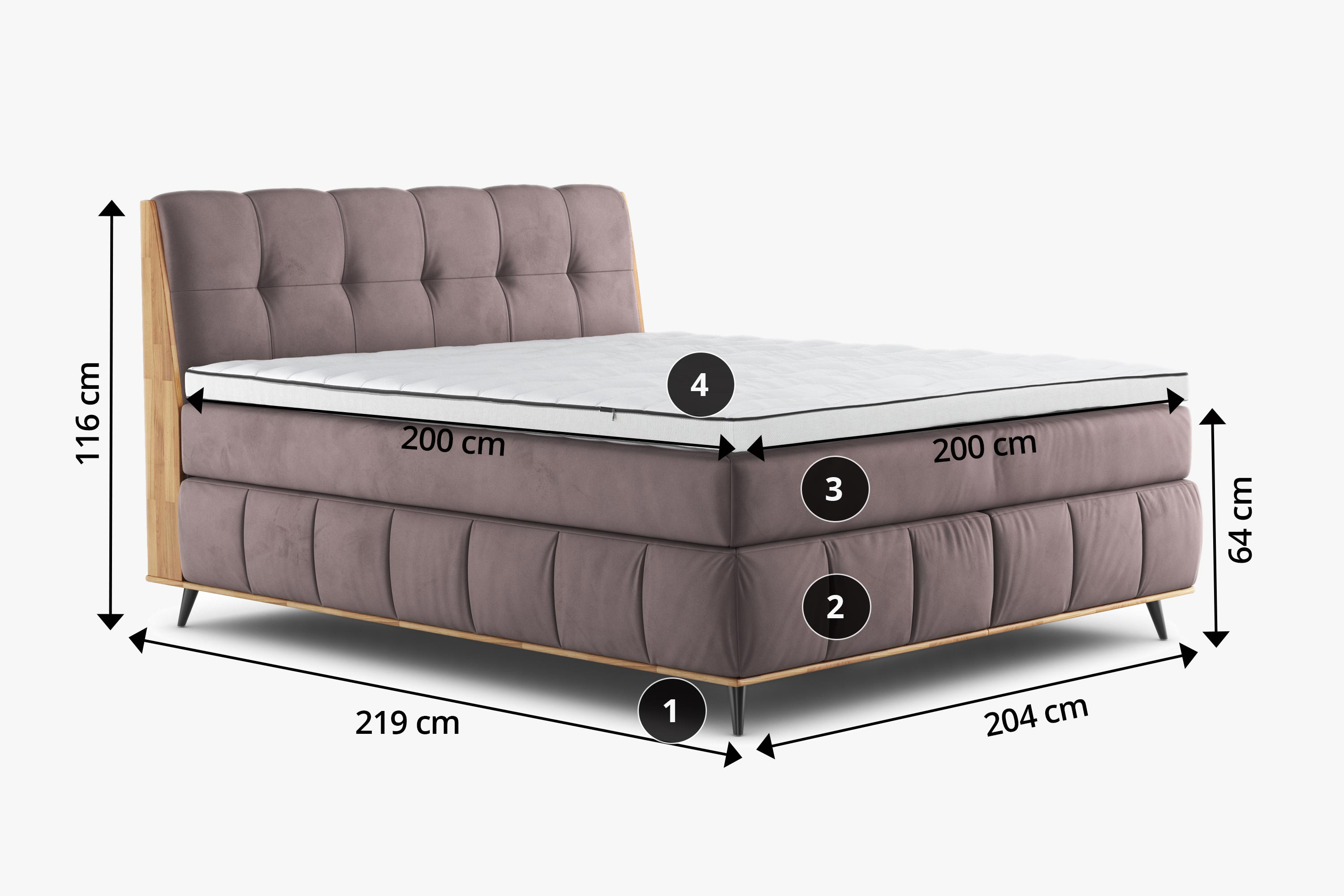 Luxusní Boxspring postel masiv dub LYSA