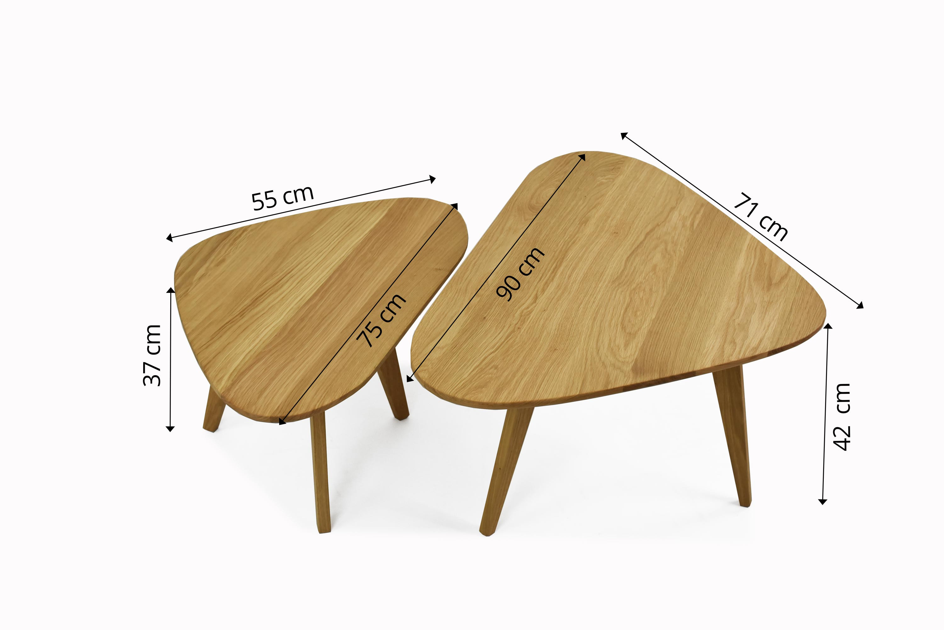 Dino tömör tölgy asztalkaszett, méretek