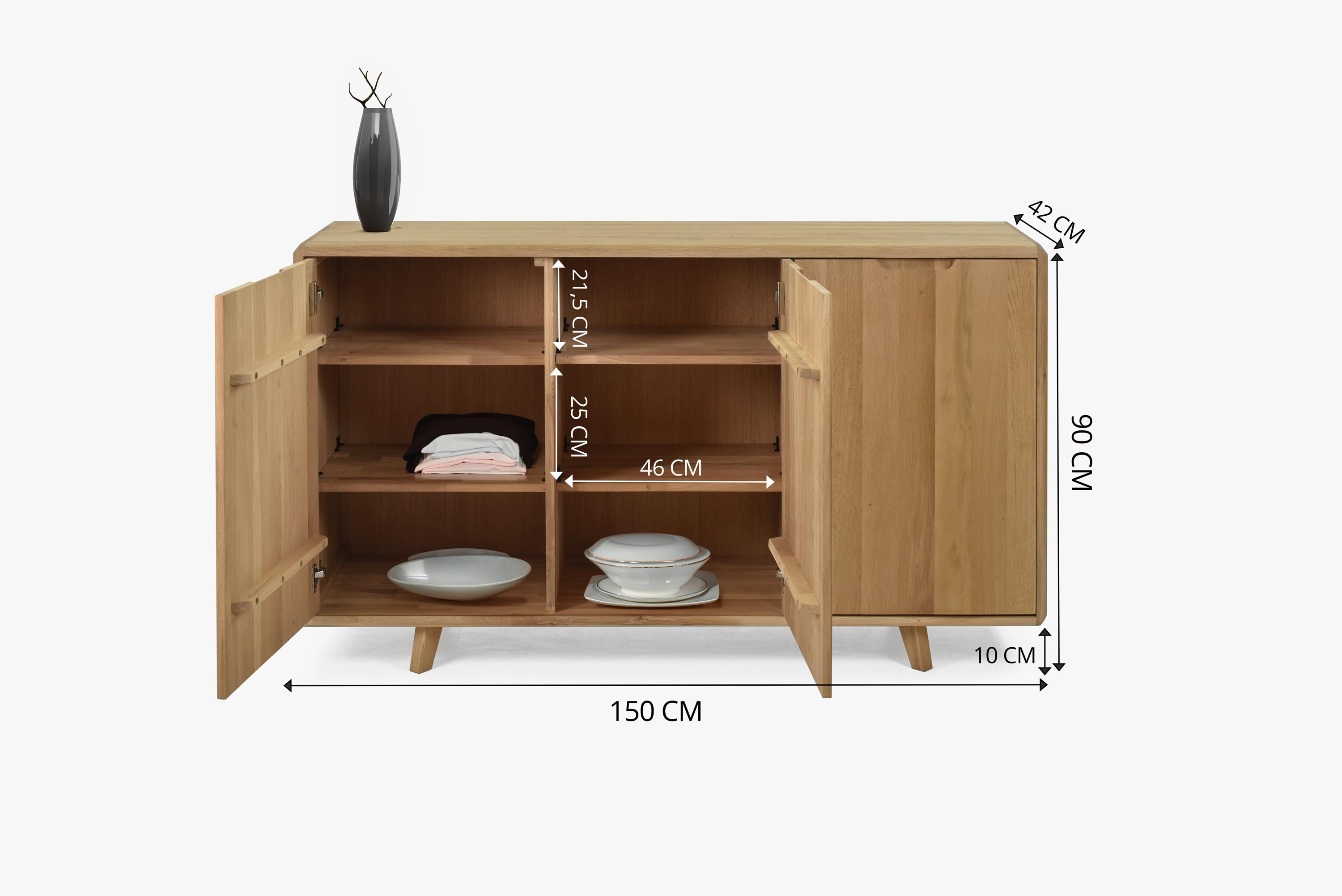 Dubová komoda s dvierkami, farba dub biely kolekcia Bratislava